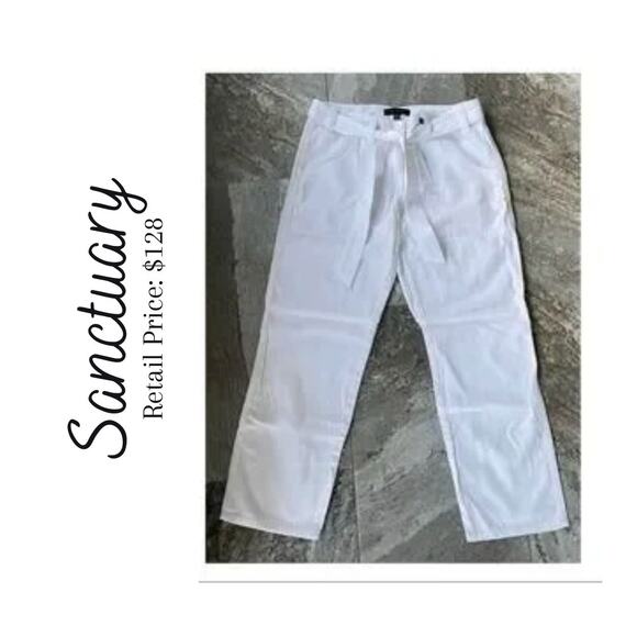 NWOT Sanctuary White Belted Sash Pants - Picture 1 of 9